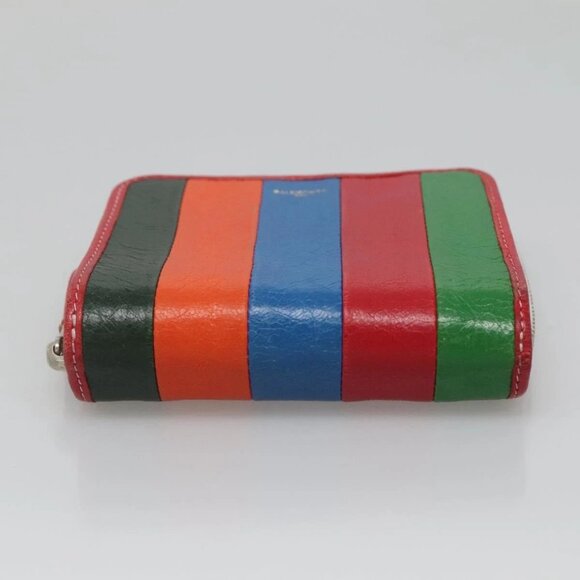 BALENCIAGA Bifold Wallet Leather Red Silver Auth - Picture 4 of 16